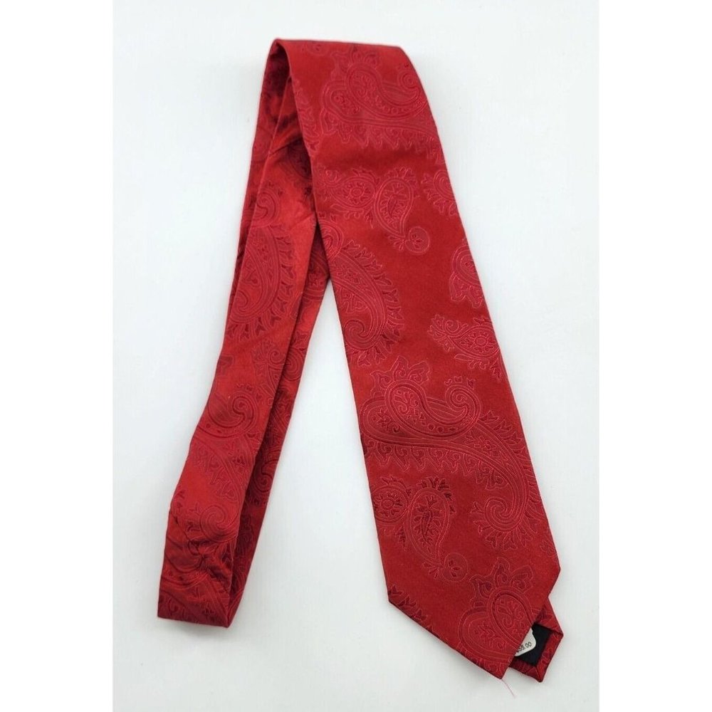 NWT NEW Dona Dona Handmade 100% Silk‎ Tie Necktie Red Paisley Textured Print